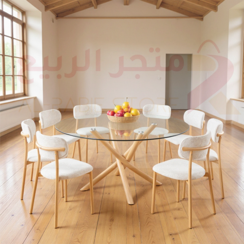 طاولة طعام زجاج دائري 8كراسي رقم 22C19