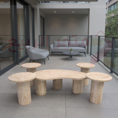 طقم طاولات كنب خشب 5قطع رقم 25043