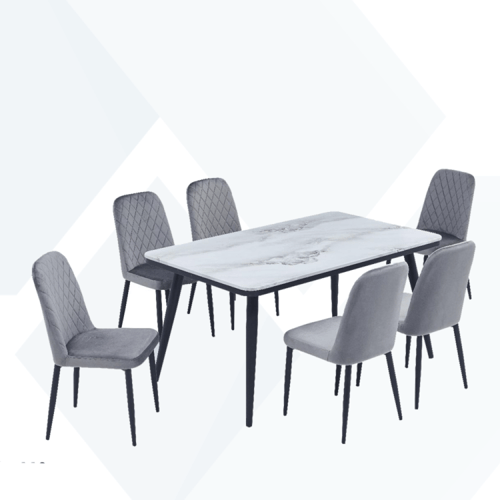 طاولة طعام رخام 4كراسي هيكل حديد