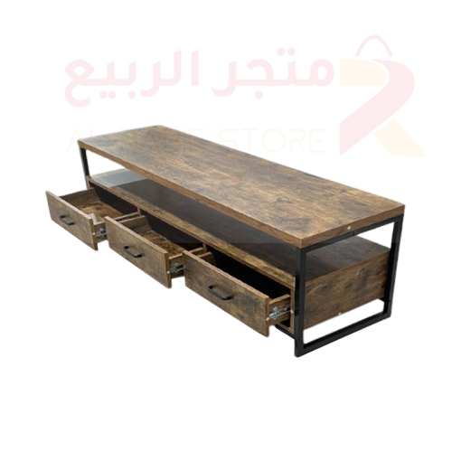 طاولة تلفاز خشب عسلي 3أدراج رقم 1256A