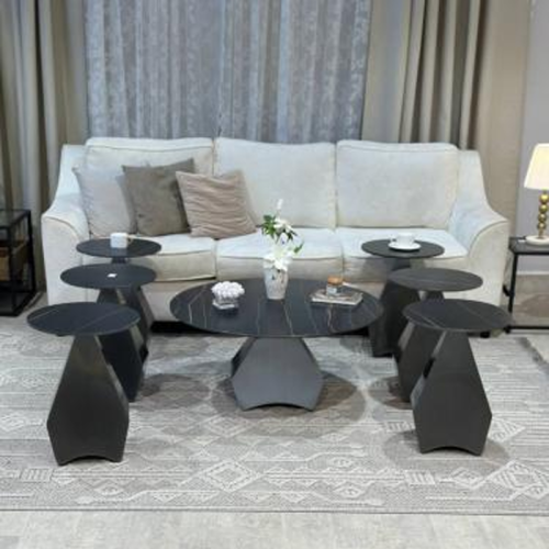 طقم طاولات ضيافة بسطح سيراميك 7قطع رقم 00067