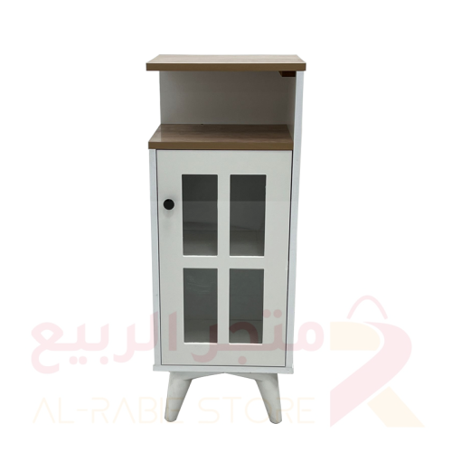 دولاب (ركن) كافيه خشب ابيض بسطح بيج 1باب 2رف رقم C...