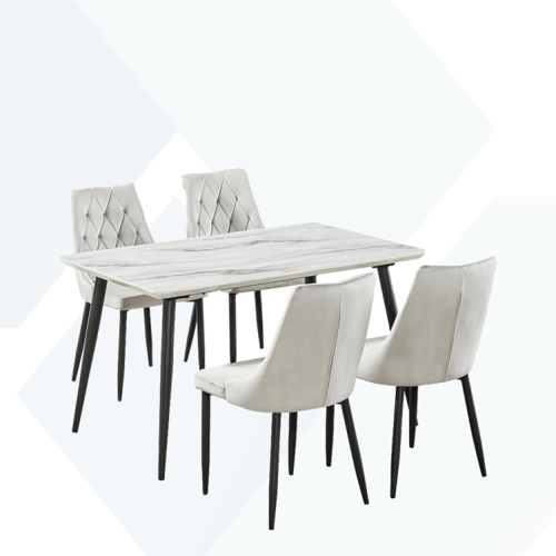 طاولة طعام بديل رخام هيكل حديد