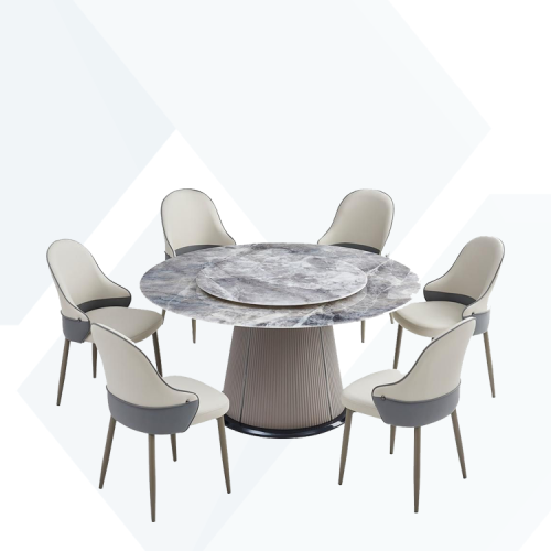 طاولة طعام دائرية رخام 6كراسي