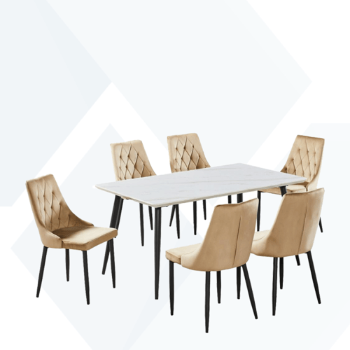 طاولة طعام بديل رخام هيكل حديد