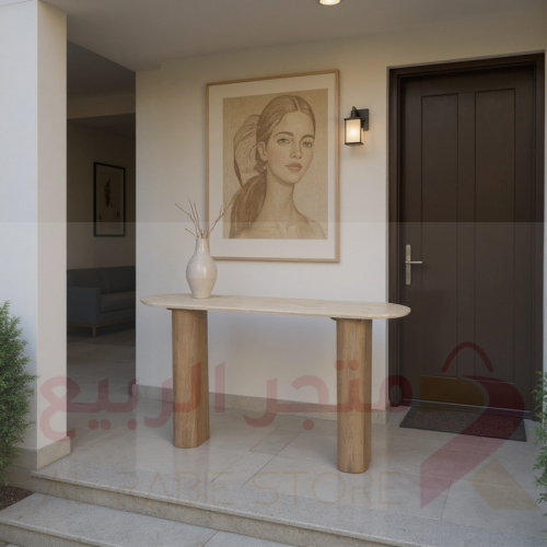 مدخل (كونسول) رخام بيج هيكل خشب رقم XG-161