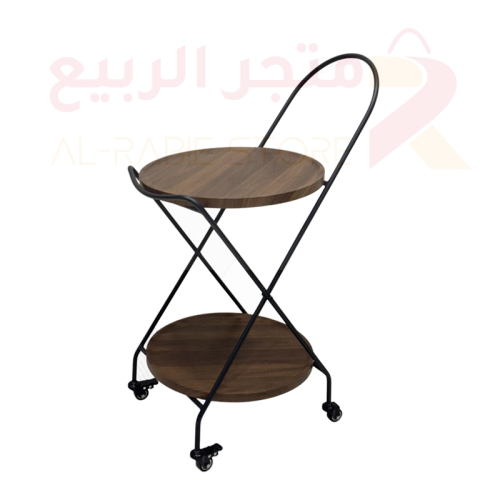 عربية تقديم خشب بني دائرية رقمM0890