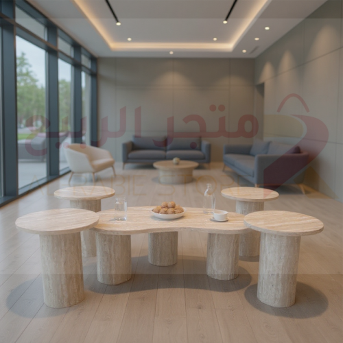 طقم طاولات كنب خشب 5قطع رقم 25043