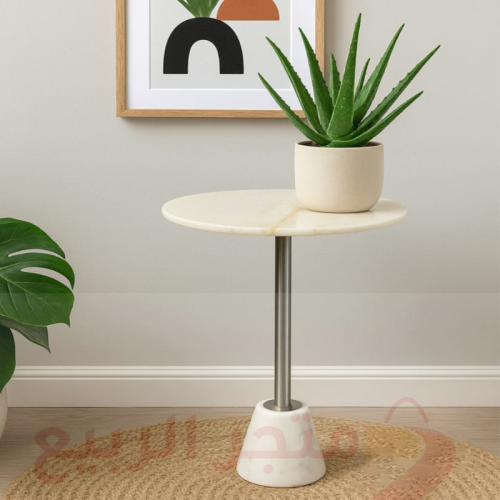 طاولة خدمة (ضيافة) مفرد رخام بقاعدة رخام رقم 11322