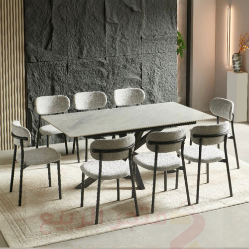 طاولة طعام سيراميك 8كراسي هيكل حديد رقم 25C05