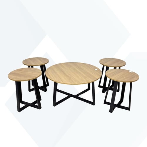 طقم طاولات كنب خشب 5قطع