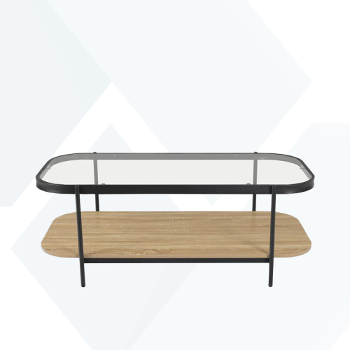 طاولة خشب مع زجاج مفرد