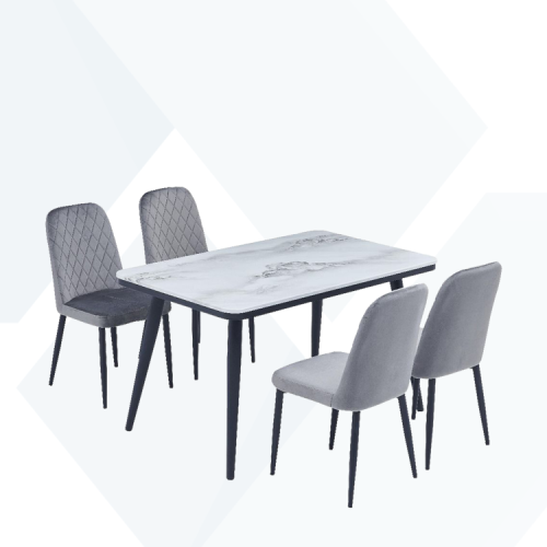 طاولة طعام رخام 4كراسي هيكل حديد