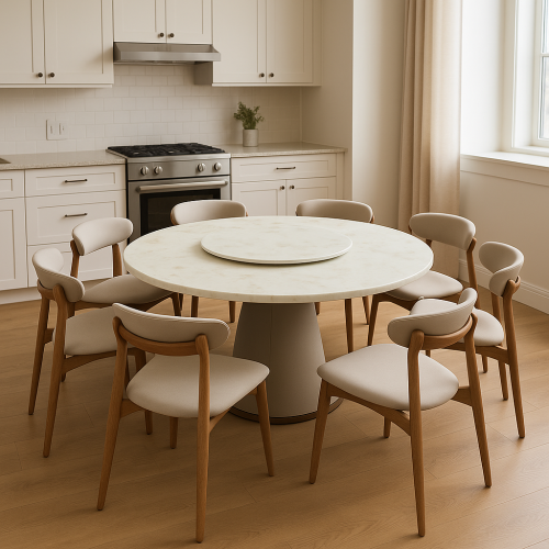 طاولة طعام رخام دائري 8كراسي رقم T018