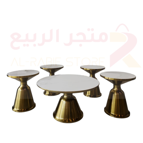 طقم طاولات كنب 5قطع سطح سيراميك رقم 10553