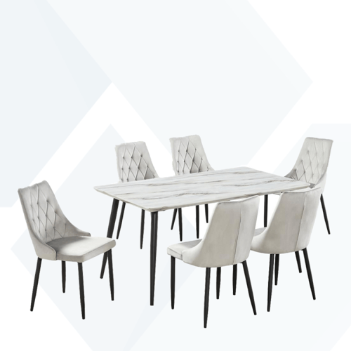 طاولة طعام بديل رخام هيكل حديد