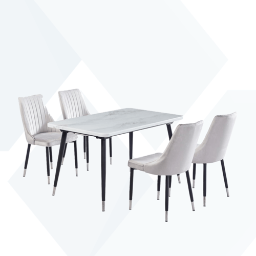 طاولة طعام رخام 4كراسي هيكل حديد