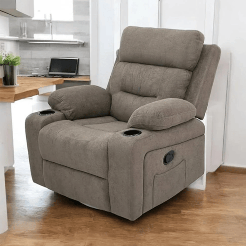 كرسي استرخاء هزاز قماش بيج فاتح رقم 000125