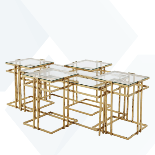 طقم طاولات استيل زجاج