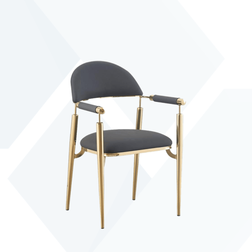 كرسي جلد مفرد هيكل استيل ذهبي