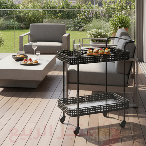 عربية تقديم (ضيافة) بعجلات حديد اسود 2دور رقم 0001...