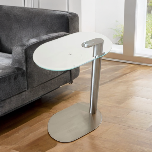 طاولة خدمة زجاج بقاعدة فضي رقم AR-10248