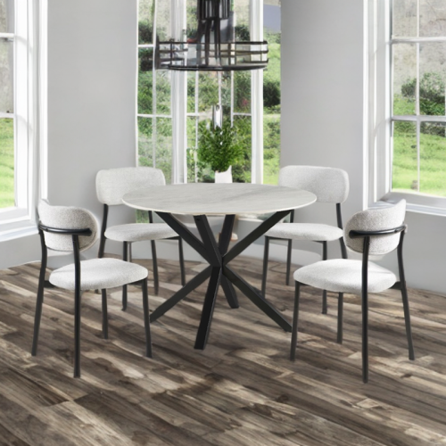 طاولة طعام سيراميك دائري 4كراسي هيكل حديد رقم 25C0...