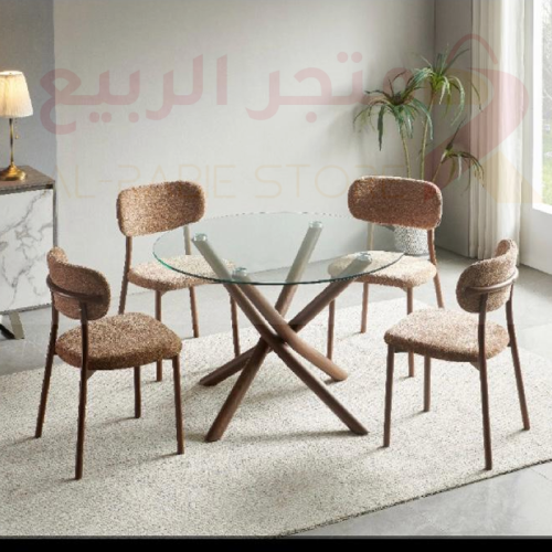 طاولة طعام زجاج دائري 4كراسي رقم 22C19