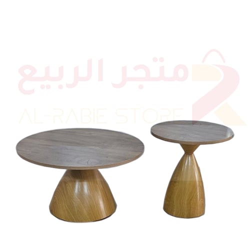 طقم طاولات بسطح خشب وقواعد حديد 2قطعة رقم CHW50087