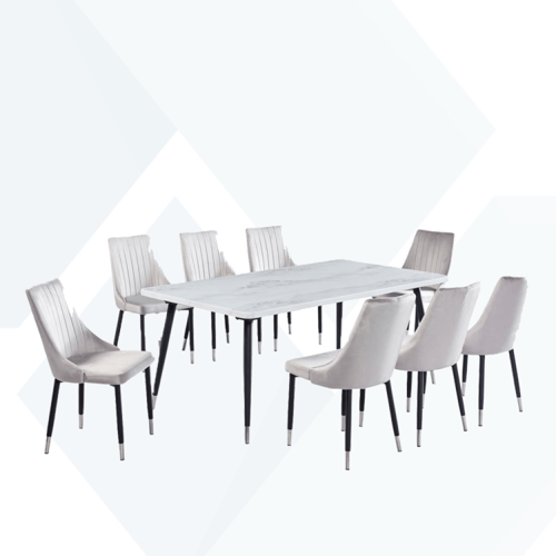 طاولة طعام رخام 4كراسي هيكل حديد