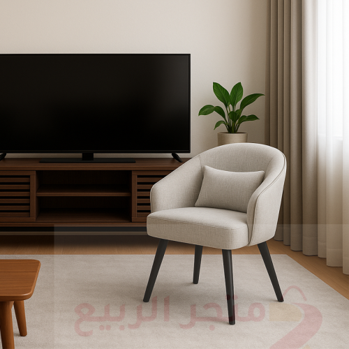 كرسي قماش بيج مفرد هيكل حديد رقم 321