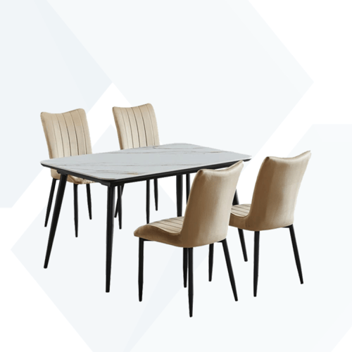 طاولة طعام سيراميك 4كراسي هيكل حديد
