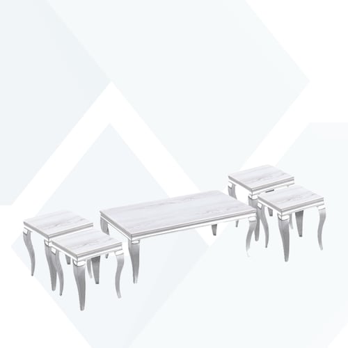 طقم طاولات رخام قواعد استيل