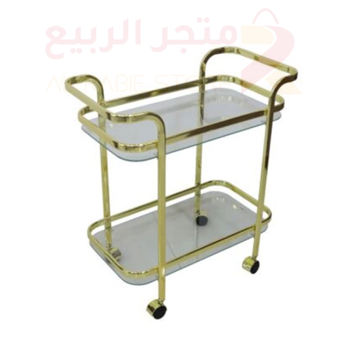 عربية تقديم مستطيل ستيل ذهبي أرفف زجاج 2دور رقم 80...
