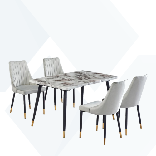 طاولة طعام رخام 4كراسي هيكل حديد