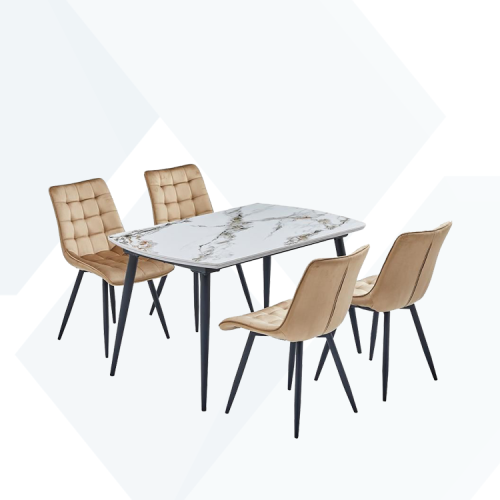 طاولة طعام سيراميك 4كراسي هيكل حديد