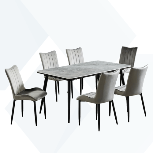 طاولة طعام سيراميك 4كراسي هيكل حديد