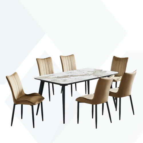 طاولة طعام سيراميك 4كراسي هيكل حديد