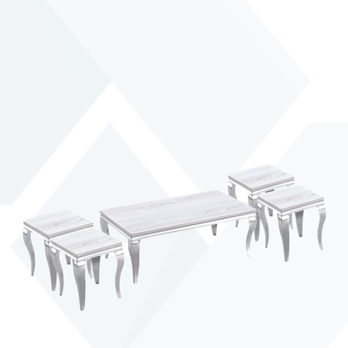 طقم طاولات رخام قواعد استيل