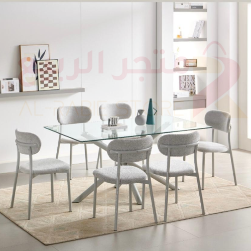 طاولة طعام زجاج مستطيل 6كراسي رقم 22C15