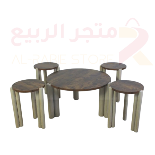 طقم طاولات ضيافة خشب 5قطع رقم 000117