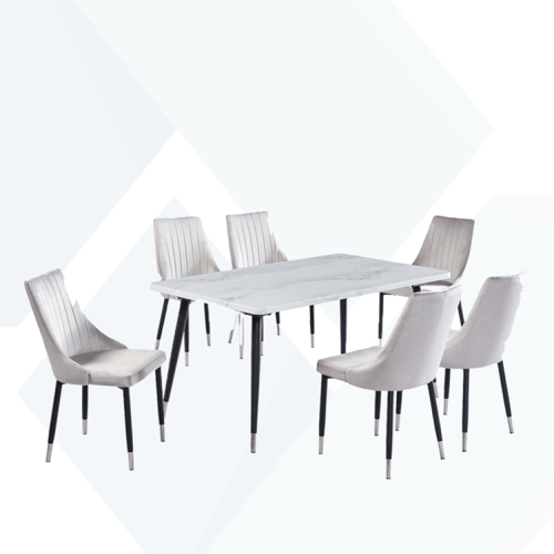 طاولة طعام رخام 4كراسي هيكل حديد