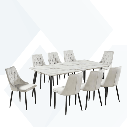 طاولة طعام بديل رخام هيكل حديد