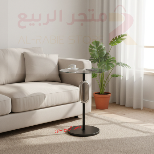 طاولة خدمة (ضيافة) مفرد زجاج بقاعدة رخام رقم 11617