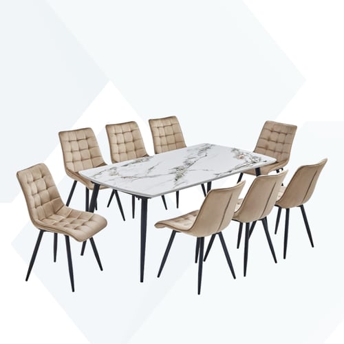 طاولة طعام سيراميك 4كراسي هيكل حديد