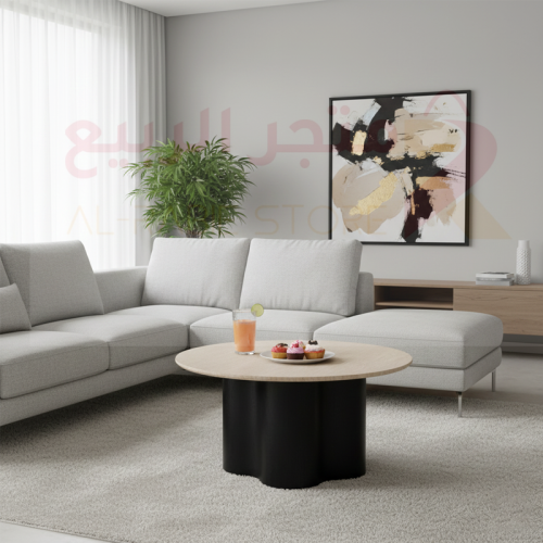 طاولة كنب (ضيافة) رخام بيج بقاعدة رقم CT-004