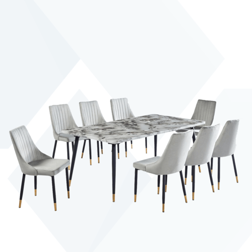 طاولة طعام رخام 4كراسي هيكل حديد