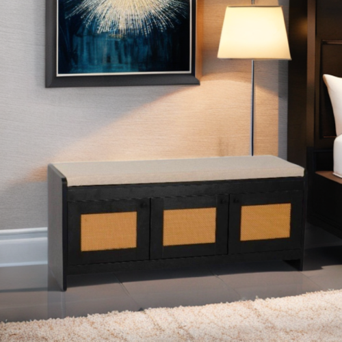 اريكة خشب 3ادراج سطح قماش بيج رقم Y129-1