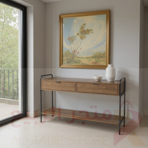 مدخل (كونسول) خشب 2درج هيكل حديد رقم 24WTH