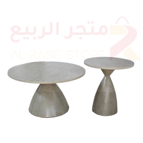 طقم طاولات بسطح خشب وقواعد حديد 2قطعة رقم CHW50088